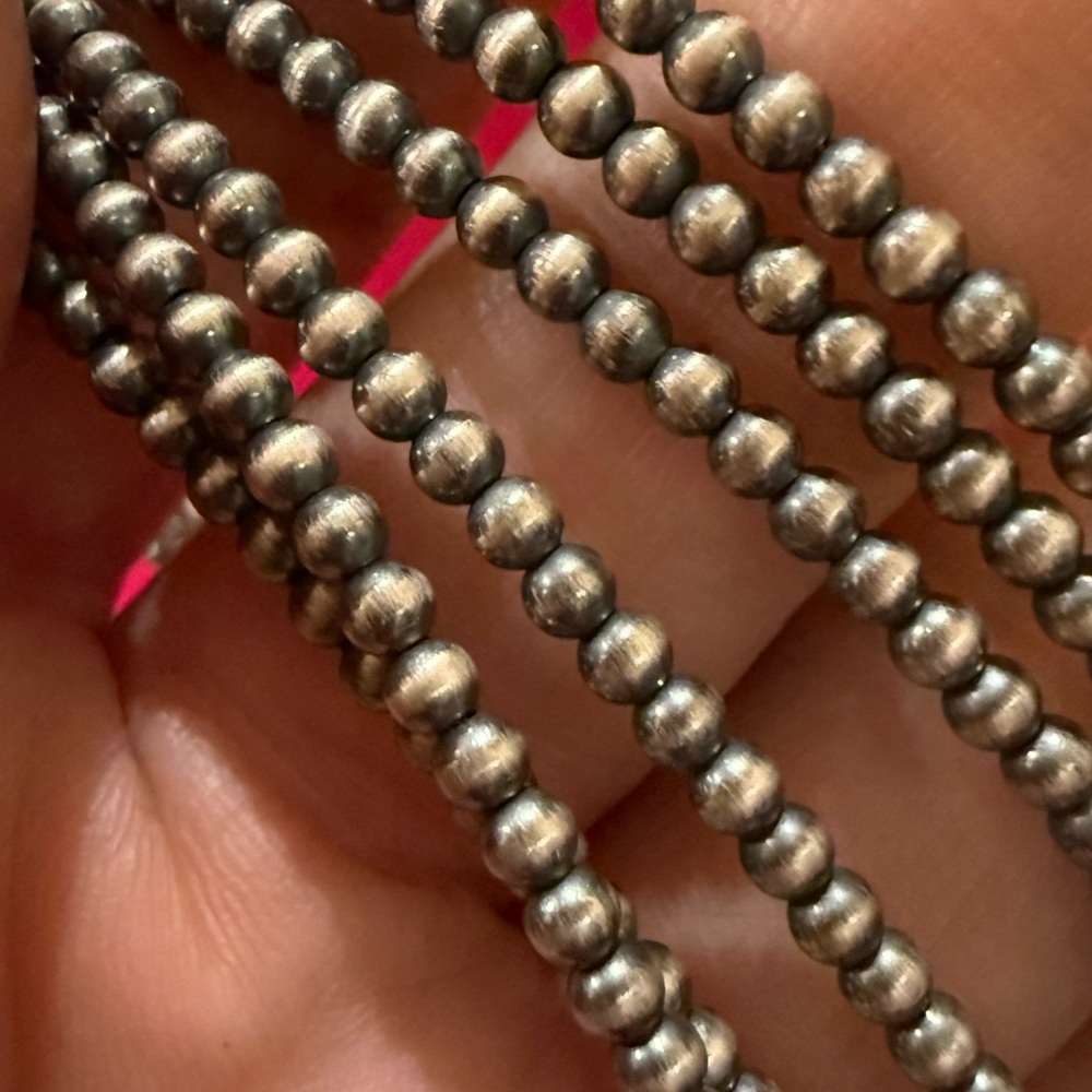 72” 3mm sterling silver desert pearl necklace single strand